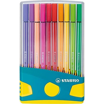 Фломастер преміум-класу - STABILO Pen 68 ColorParade - 20 серветок в - з 20 різними кольорами (бірюзовий/жовтий)