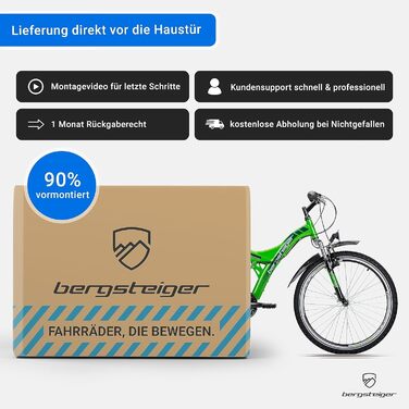 Гірський велосипед Bergsteiger Memphis 26 дюймів, підходить для зросту від 150 см, динамо-ліхтар, відповідає німецьким правилам дорожнього руху (StVZO), 21-швидкісна коробка передач, повна підвіска, для хлопчиків та чоловіків, блискуче-білий