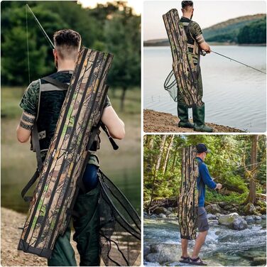 Сумка для вудки сумка для вудилища сумка для вудки на 3 відділення, 150см чохол для вудки чохол для вудки сумки для вудки водонепроникні складні інструменти для вудок, підсадки та тримачі для вудок темні камуфляжні