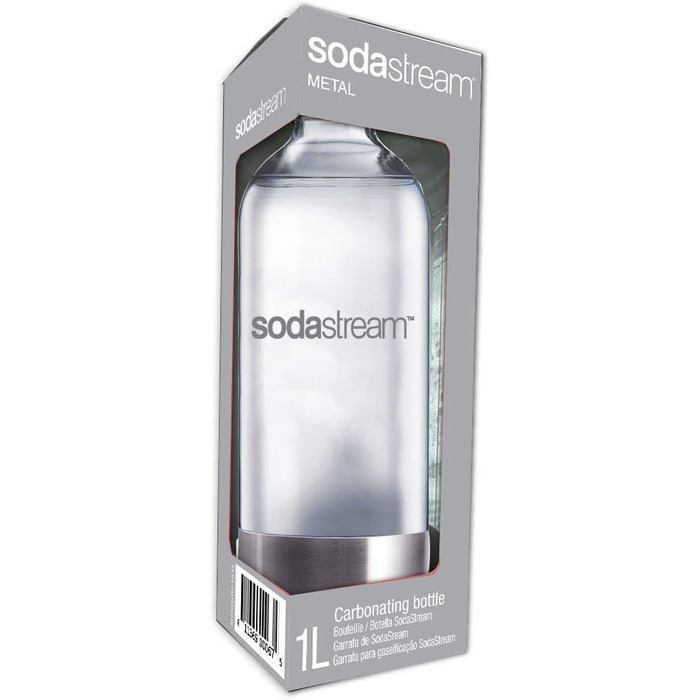 ПЕТ-пляшка SodaStream з нержавіючої сталі, змінна пляшка для виробника газованої води SodaStream з механізмом в один клік, 1 л одинарна