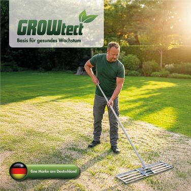 Професійний вирівнювач ґрунту Rasen Rakel 925 см з нержавіючої сталі, з ручкою 2 м для піскування та вирівнювання. Знімний, трисекційний гвинтовий держак для надійності.