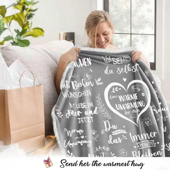 Подарунки для найкращих друзів, плед-обіймач з рукавами, подарунок на день народження найкращій подругі, подарунок для жінок, мами, дівчини, сестри, дружини, бабусі на Різдво, день народження, сірий