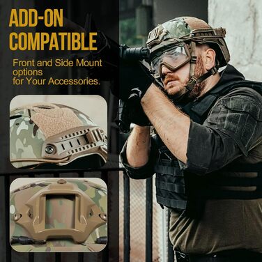 Шолом OneTigris для страйкболу, пейнтбольний шолом Mich 2000 з маскою та окулярами, камуфляж для страйкболу та пейнтболу