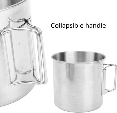 Чашки-гніздові чашки з нержавіючої сталі, складна ручка, міцні, легкі, портативні, чашки для кемпінгу на свіжому повітрі для походів, пікніків, барбекю, 4 шт. и, нержавіюча сталь 304