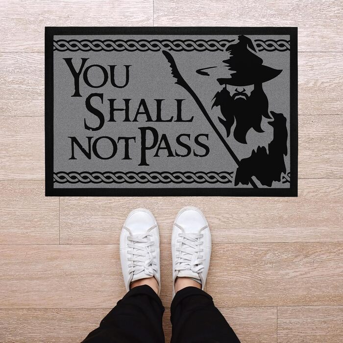 Килимок MoonWorks з написом Ти не пройдеш серія фентезі, нековзний та миється, чорний, 60x40 см, Ти не пройдеш чорний