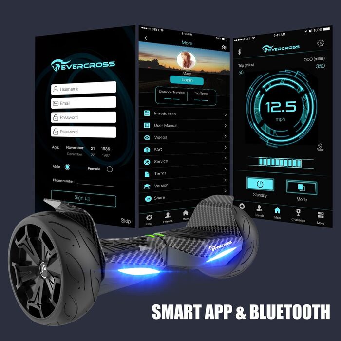 Гіроскутер EVERCROSS з картингом – 8,5" дитячий гіроскутер-картинг з Bluetooth, керуванням через додаток, самобалансуючий самокат для підлітків та дорослих