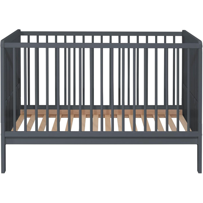 Дитяче ліжко Nelly 120x60 см Дитяче ліжко Сірий колір Бук Регульована висота у 2 напрямках 3 знімні перекладини Сертифіковано EN 716