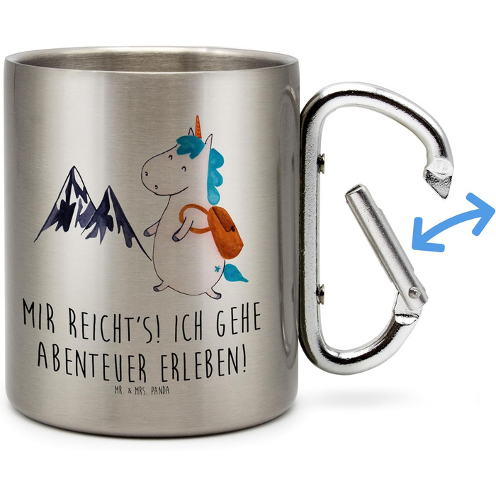 Термокружка Містер і місіс Панда з єдинорогом-альпіністом - подарунок, свято, термокружка, кухоль для пиття з нержавіючої сталі, гори, чайна кружка, єдинороги, ізольована кружка, мандрівник