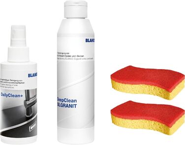 Набір для чищення BLANCO DeepClean SILGRANIT Засіб для чищення та догляду за гранітними мийками Набір для чищення все в одному (DailyCleanDeepClean SILGRANITгубка Spontex) Професійний очищувач Silgranit