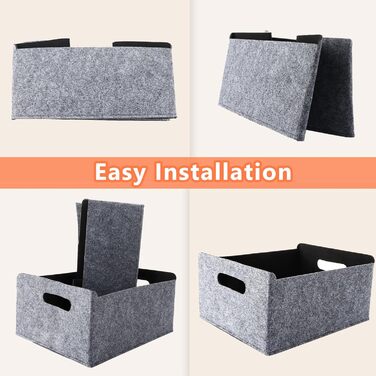 Набір кошиків з фетру JMIATRY, 6 предметів, 325x15 см, коробка для зберігання з фетру, сірий фетр, для полиць, шаф, офісу