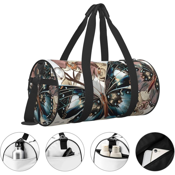 Дорожня сумка-циліндр з квітковим принтом, спортивна сумка для чоловіків та жінок, сумка-мішок, спортивна дорожня сумка