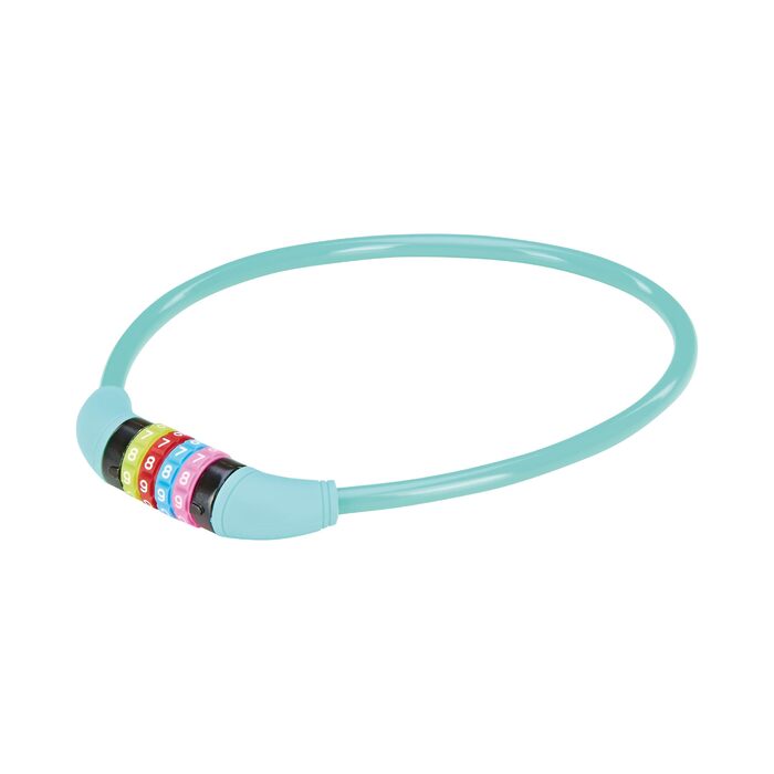 Велосипедний замок Prophete, дитячий кодовий замок з цифрами, 4-значний код, з можливістю самостійного налаштування, розміри 650 мм, діаметр 10 мм, бірюзовий