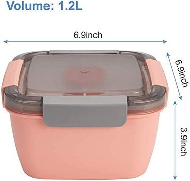 Ланч-бокс MUJUZE з відділеннями, Салат з собою, Ланч-бокс зі столовими приборами для дорослих/дітей, Ланч-бокс стійкий герметичний