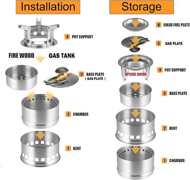 Піч хобо вулична кемпінгова піч, дров'яна піч з нержавіючої сталі, з сіткою для гриля, газова плита 1-конфорочна Опція 1 Газова ке