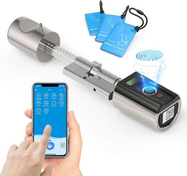 Дверний замок WELOCK Touch41 відбиток пальця, електронний дверний замок з RFID-картою, APP, WiFi, дверний замок із відбитком пальця, замок із відбитком пальця IP65, циліндр замка для дверей від 50-100 мм, розумний дверний замок