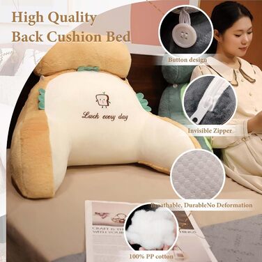 Подушка для читання - Оксамитова подушка для читання, подушка для спини з підлокітниками, ергономічна подушка для ліжка, спинка крісла для ліжка, подушка-подарунок для читання, хаскі, 70 * 50 см