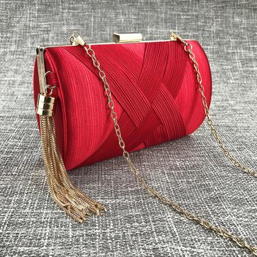 Елегантне сатеневе клатч-конверт для вечірок та особливих подій. Червона вечірня сумочка з пензликом для коктейлів, весіль та випускних.