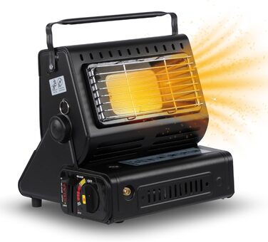 Портативний газовий обігрівач та газова плита ZMC 2-в-1 з підключенням для зрідженого газу, кемпінговий обігрівач 1,3 кВт