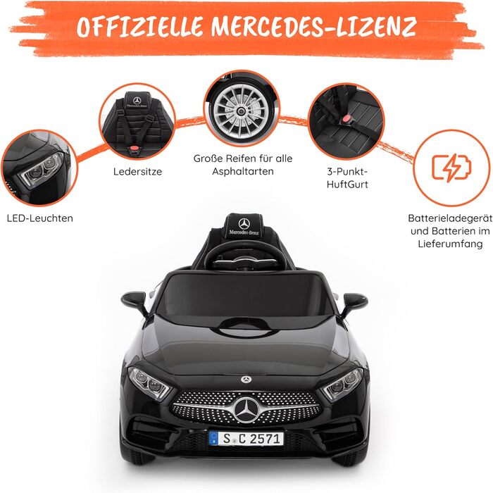 Дитячий електромобіль від Babycar модель Mercedes CLS 350 AMG (чорний) Електромобіль для дітей Акумулятор 12 вольт Офіційно ліценз