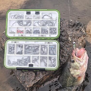 Набір рибальських гачків із 306 предметів, рибальські снасті, набір рибальських вантажів із грузилами, гумові поплавці, рибальські гачки, джиги, рибальські намистини, вертлюги, карабіни, набір рибальського спорядження з коробкою снастей