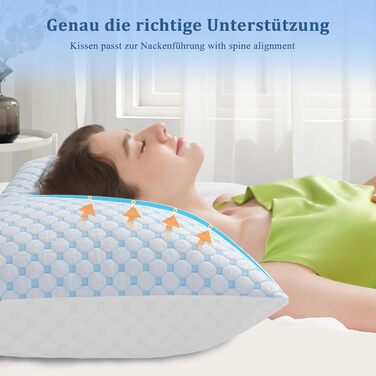 Подушки 40x80, 2 шт. - Подушка з мікрофібри, м&39яка та дихаюча для алергіків, регульована по висоті подушка для сну на боці, спині та животі, ергономічна подушка від болю в шиї, 40x80 см, небесно-блакитний, 2 шт.