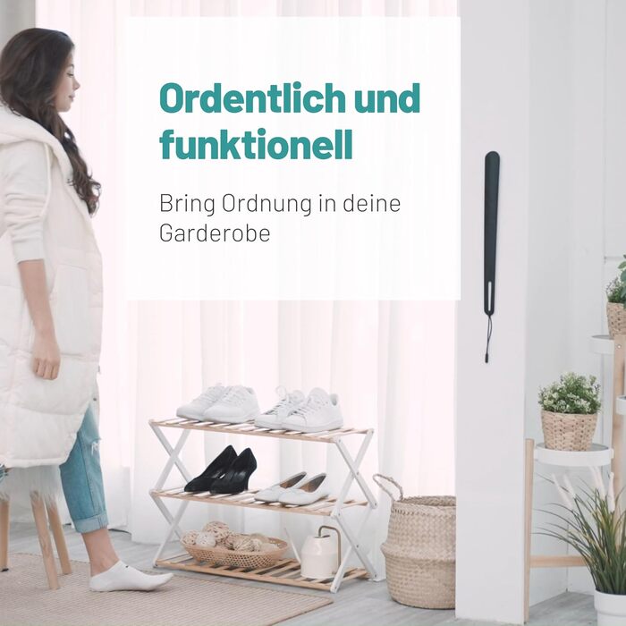 Рожок для взуття 45 см надміцний - рожок для взуття з нержавіючої сталі з магнітом або петлею для підвішування металевий довгий (ч