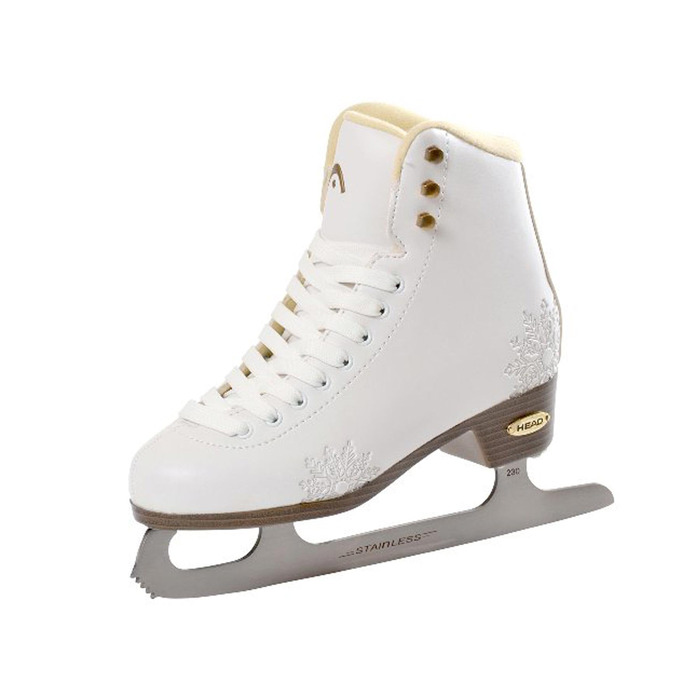 Фігурні ковзани HEAD Amber для жінок з лезами з нержавіючої сталі, дизайн сніжинки, ідеально підходять для початківців - білі, розмір 41