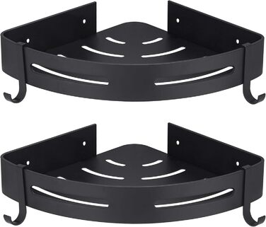 Полиця для душу Hoomtaook Кутова полиця Кошик для душу Полиці для душу без свердління для ванної кімнати, матове покриття, полиця для ванної кімнати, 2 шт. чорного кольору