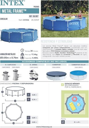 Басейн з металевим каркасом Intex - Наземний басейн - Синій - Ø 305 x 76 см 305 x 76 см Наземний басейн