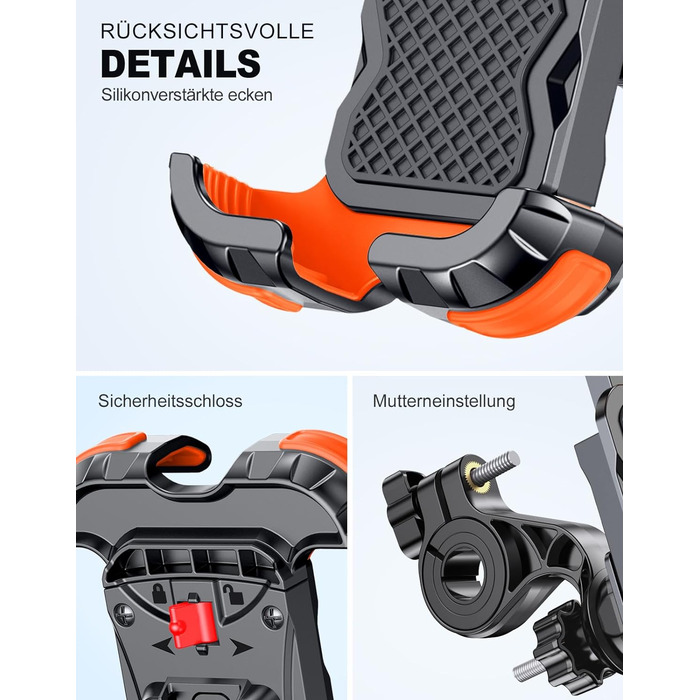 Тримач для мобільного телефону Glangeh Велосипед, надійний замок Універсальний тримач для мобільного телефону, що обертається на 3