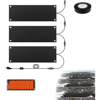 Підігрівані килимки для танення снігу, 25,4 x 76,2 см, електричні гумові килимки для вулиці зими, для видалення снігу та льоду, нековзні, підігрівані килимки для сходів, сходинок, доріжок, під&39їзної дороги