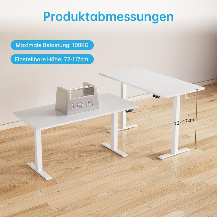 Електричне регулювання висоти письмового столу 120x60 см, ергономічний стіл для роботи сидячи та стоячи, комп&39ютерний стіл, стіл для роботи стоячи, регульований стіл для роботи стоячи з функцією пам&39яті, білий, 120 x 60 см