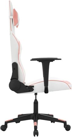 Ігрове крісло з функцією масажу, біла та рожева штучна шкіра, офісне крісло, ігрове крісло, ігрове крісло, обертове крісло, стілець для столу - 345454