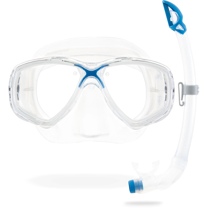 Маска або маска трубка Mexico для дайвінгу та сноркелінгу, один розмір, унісекс прозора/синя маска трубка