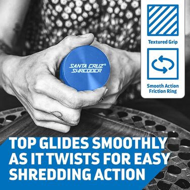 Подрібнювач металевих трав Santa Cruz, рифлена для міцнішого зчеплення, 3 шт. и, маленька, 4,3 см (синій)