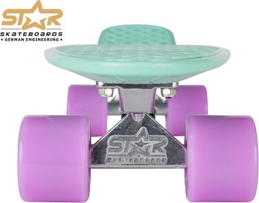 Скейтборд BIKESTAR Vintage Retro Cruiser 60 мм для дітей та дорослих, а також для початківців приблизно від 6-8 років М'ята та фіо