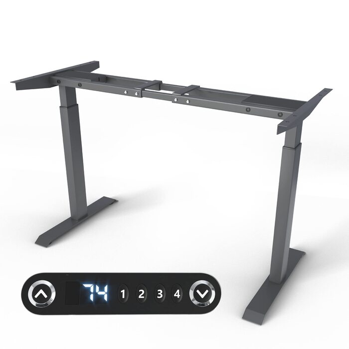 Каркас столу VESKA з регульованою висотою - Каркас столу - Каркас офісного столу з подвійним двигуном, електричним регулюванням висоти, сенсорним екраном та функцією пам&39яті (антрацит)