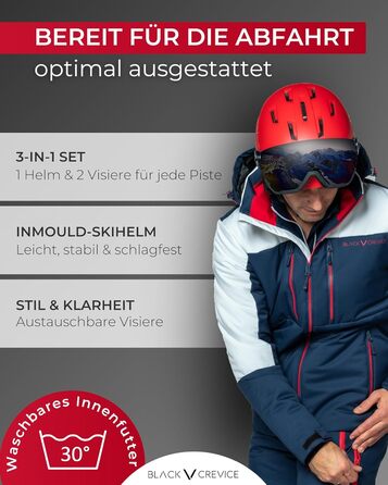 Чорний щілинний лижний шолом Arlberg з 2 козирками, розмір S/M (54-57), чорний