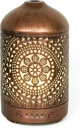 Кімнатний зволожувач повітря для спальні з функцією таймера, освіжувач повітря для квартири з 7 режимами освітлення, електричний металевий дифузор для ароматичних олій, 100 мл