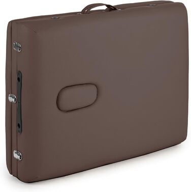 Масажний стіл Klarfit MT 500 - Масажний стіл з підлокітниками та підголівником, складний масажний стіл з 10 положеннями спинки, регульовані підставки для ніг, отвір для обличчя, 10 см підкладка, коричневий