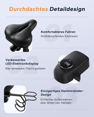 Велотренажер MERACH з регульованим опором, тихий домашній тренажер з покращеним світлодіодним монітором, тримачем для планшета, велотренажер для кардіотренувань вдома, спеціальний додаток, до 136 кг, чорний