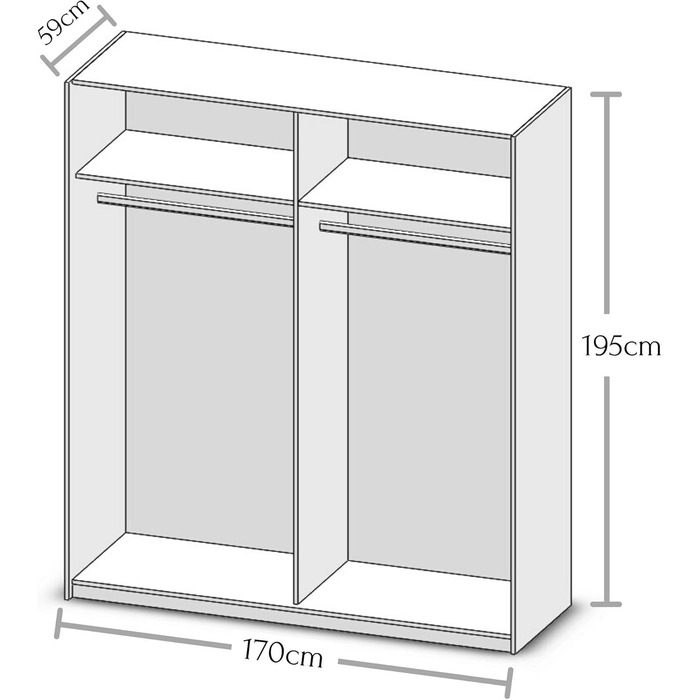 Елегантна шафа з великою кількістю місця для зберігання - Універсальна шафа з розсувними дверима білого кольору, візерунок шахова клітинка з дуба сонома - 170 x 195 x 58 см (Ш/В/Г) Ширина 170 см Білий / Дуб сонома, шахова клітинка
