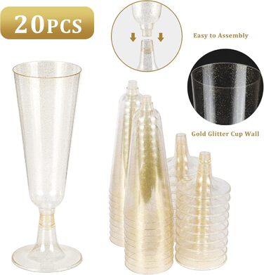 Келихи для шампанського Czemo пластикові 20 шт. келихи для шампанського пластикові келихи для шампанського тверді пластикові стака