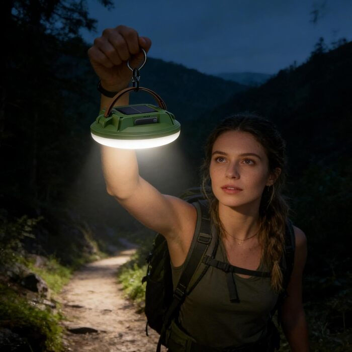 Сонячна лампа Водонепроникна з 4 рівнями яскравості, портативні сонячні кемпінгові ліхтарі Для походів на свіжому повітрі, трекінгу, нічної риболовлі та відключення електроенергії, зелена
