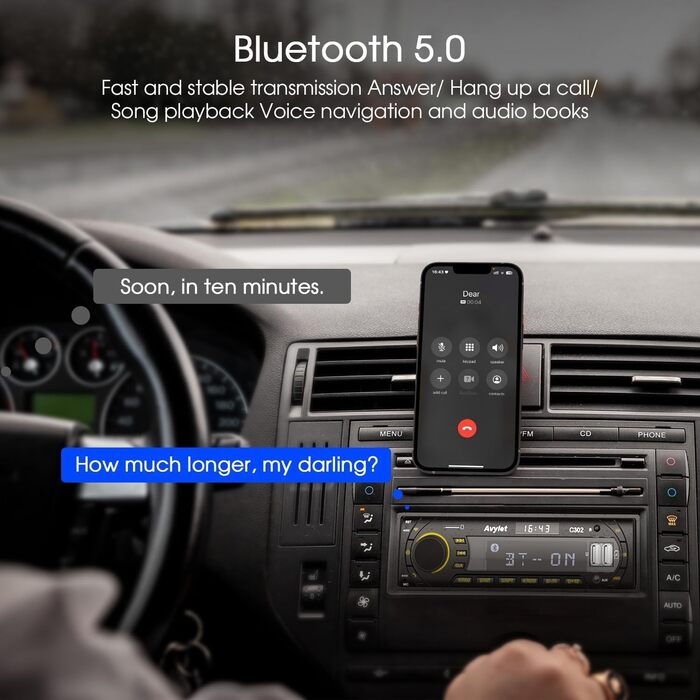 Автомобільна стереосистема Bluetooth 5.0, FM/AM 7 кольорів Автомобільна стереосистема з Bluetooth Hands-free, 1 DIN-радіо стерео з 2 USB/AUX/SD картою/MP3-плеєром, підтримка iOS, Android, 30 радіостанцій Магазин