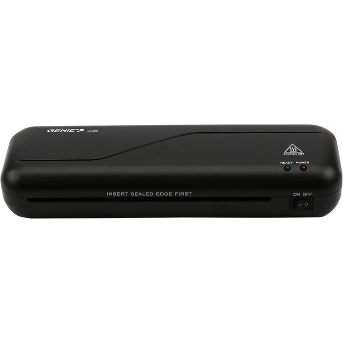 Ламінатор Genie LA 200 з пакетами для ламінування (підходить до DIN A4, для гарячого ламінування 80-125 мкм) чорний, 330 x 106 x 60 мм, одинарний