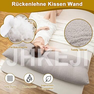Подушка для спинки ліжка 120 см, велика подушка для спинки ліжка бежева, клиноподібна оксамитова подушка для узголів&39я ліжка, трикутна подушка для спини для настінного кріплення, поперекова подушка-клиноподібна опора для спини, яку можна прати, бежева 1