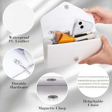 Клатч Larcenciel, елегантна шкіряна сумочка зі знімним ланцюжком, маленька вечірня сумочка-конверт для весілля, вечірки, банкету, біла