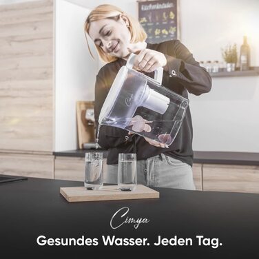 Фільтр для води питної води Фільтр 2,4 л 1 x 2-місячний картридж АКТИВОВАНЕ ВУГІЛЛЯ Пом&39якшує, фільтрує вапно, хлор, пестициди та бактерії, підвищує значення pH (білий)