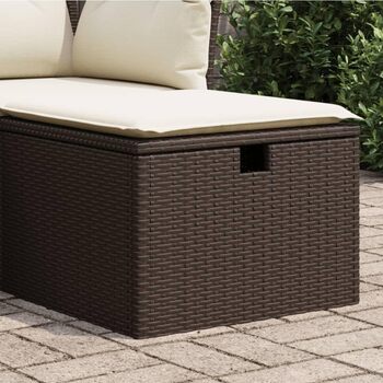 Табурет садовий з подушкою коричневий 55x55x37 см Poly Rattan,366205